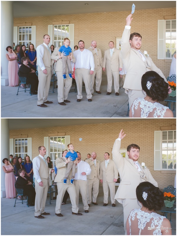 Garter toss in the courtyard at Bellevue Baptist Church
