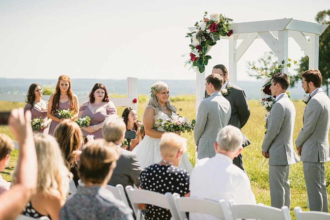 wedding photos on love mountain at the wedding barn in arkansas