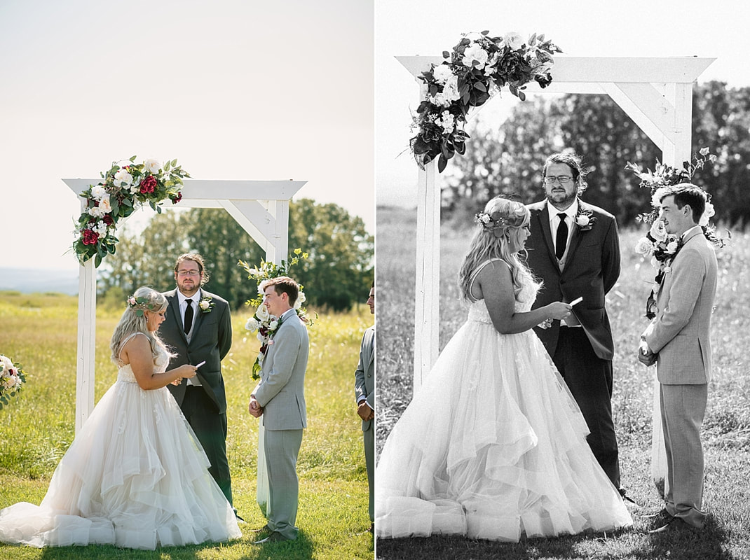 wedding photos on love mountain at the wedding barn in arkansas
