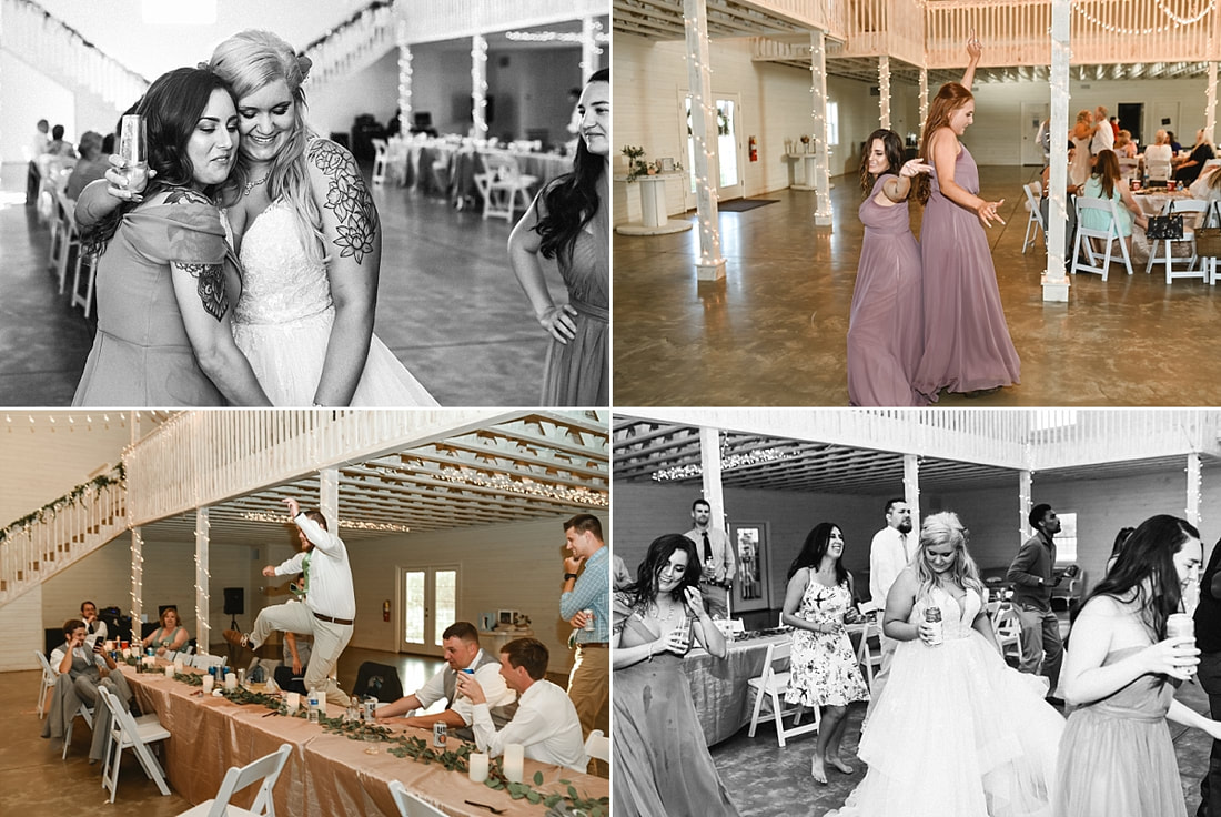 wedding reception photos on love mountain at the wedding barn in arkansas
