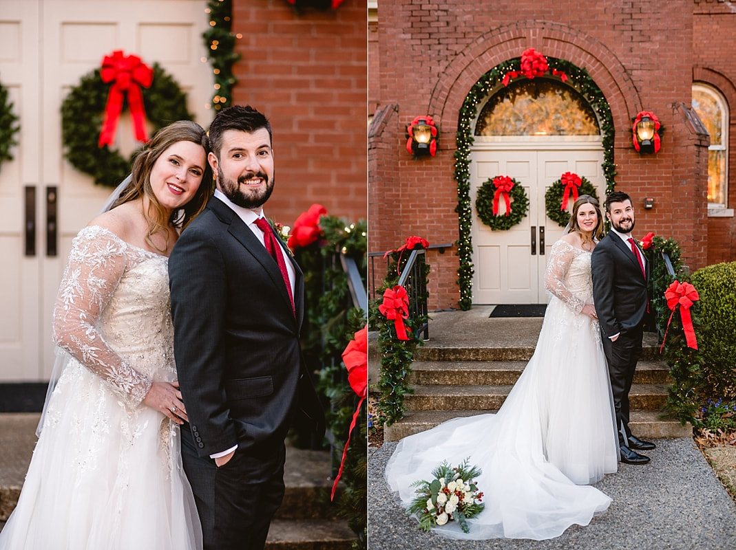 wedding portraits on Collierville Town Square