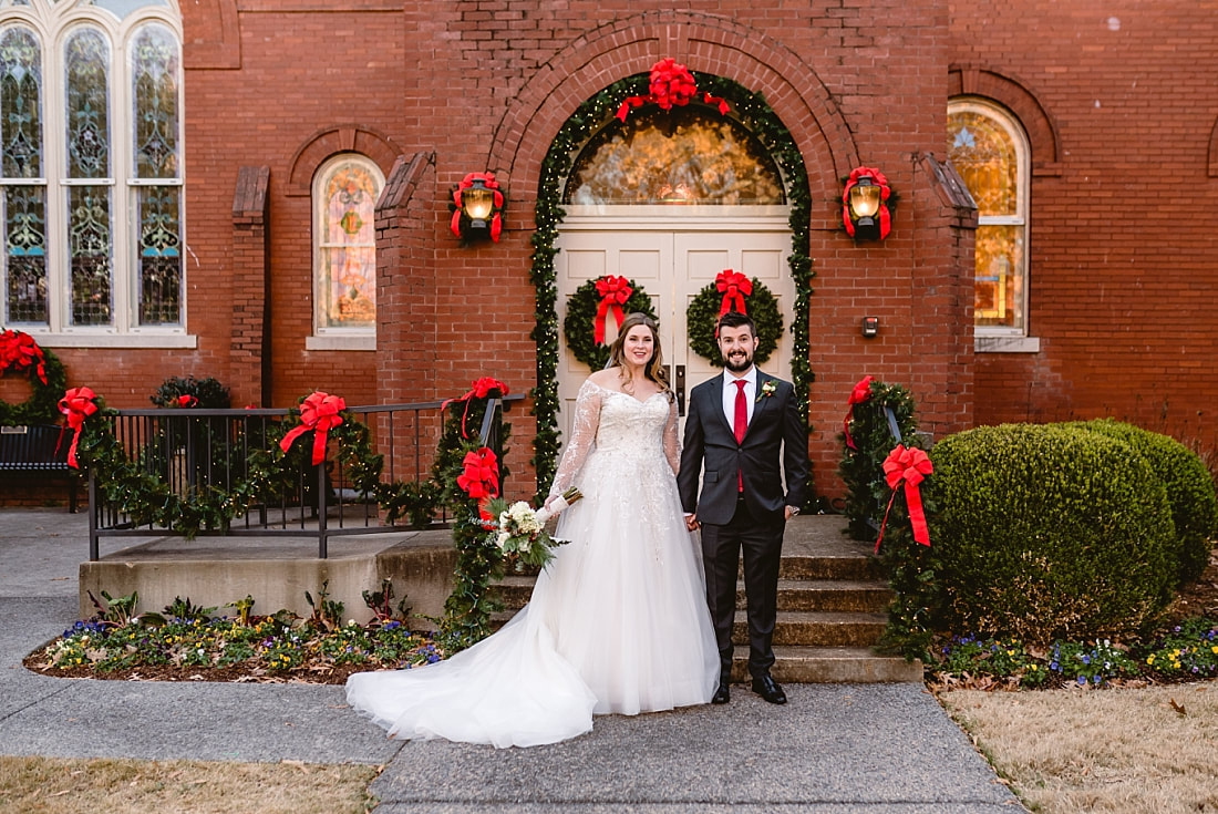 wedding portraits on Collierville Town Square