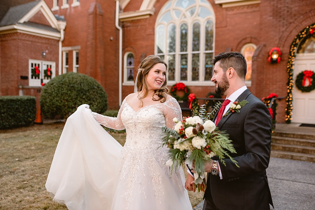 wedding portraits on Collierville Town Square