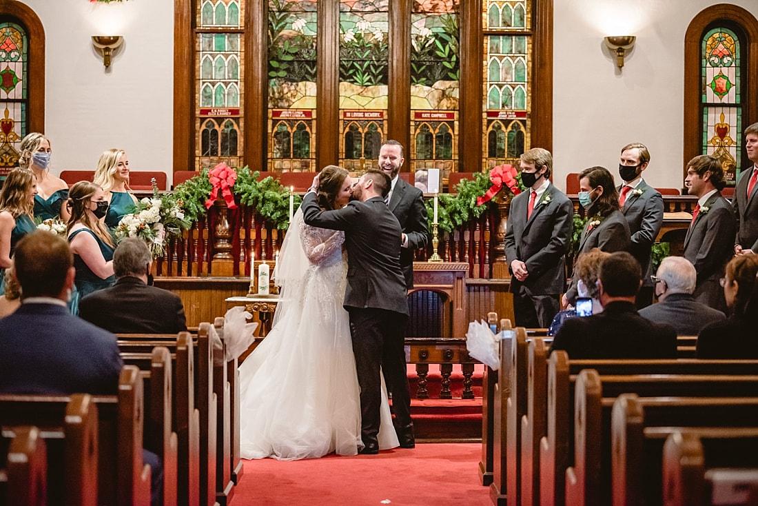 Christmas wedding at CUMC Sanctuary on the Square in Collierville TN