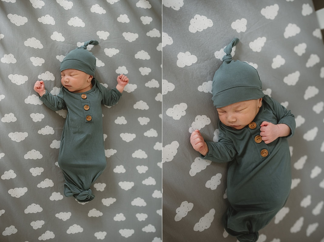 newborn baby boy sleeping in crib during newborn photos in memphis