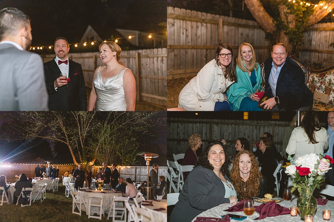 Wedding guests at collierville backyard wedding reception 