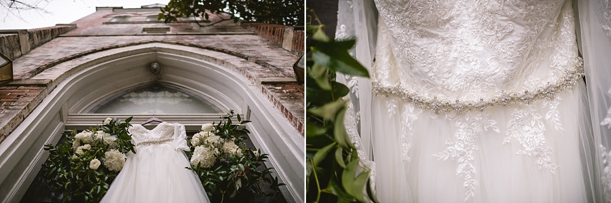 wedding dressing hanging on fillmore street chapel doors