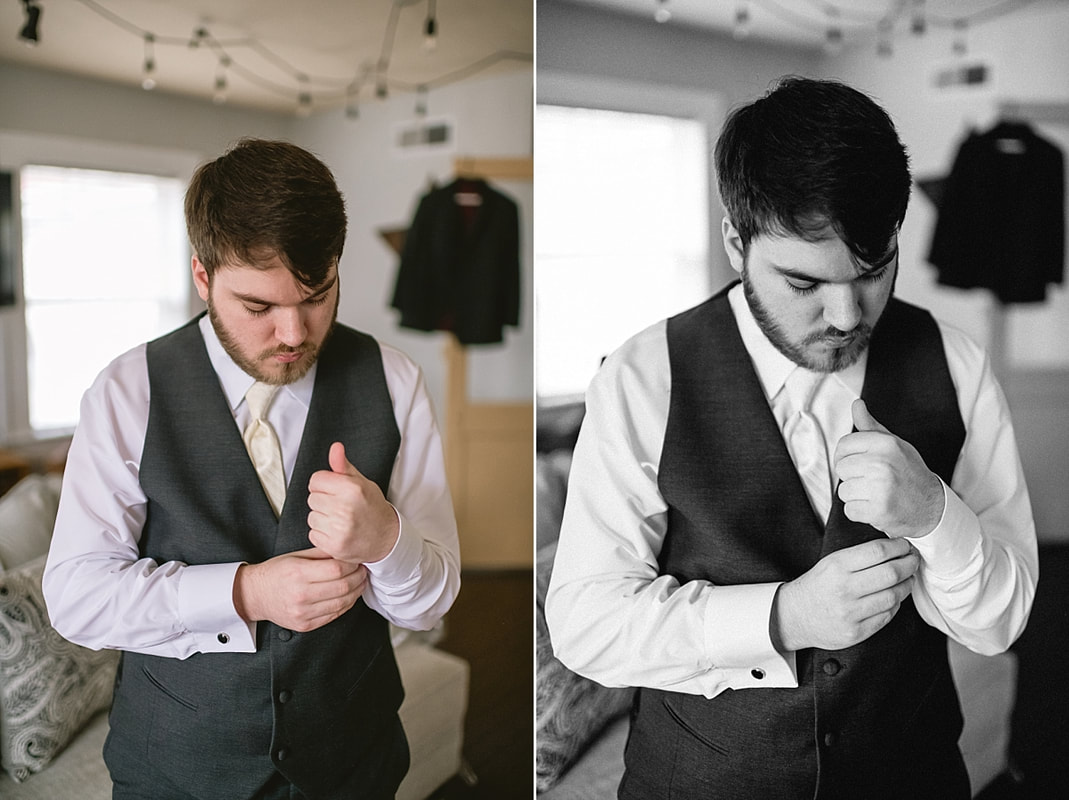groom getting ready for wedding, Memphis wedding photographer