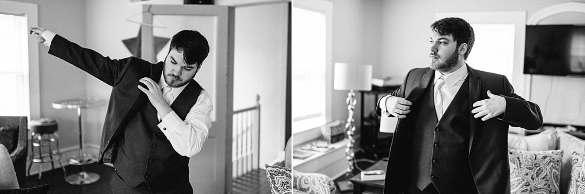 groom getting ready for wedding, Memphis wedding photographer