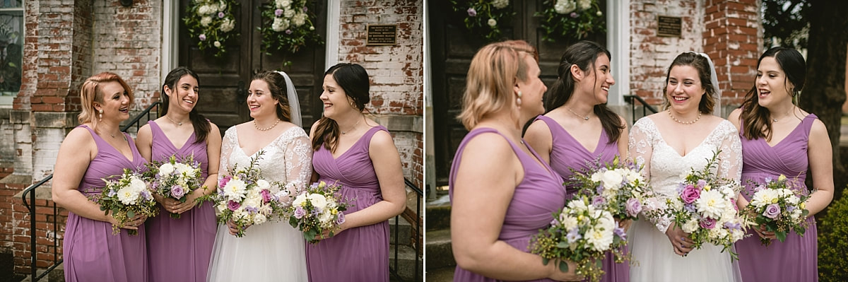 Bridal party portraits outside of Fillmore street Chapel, Corinth, MS