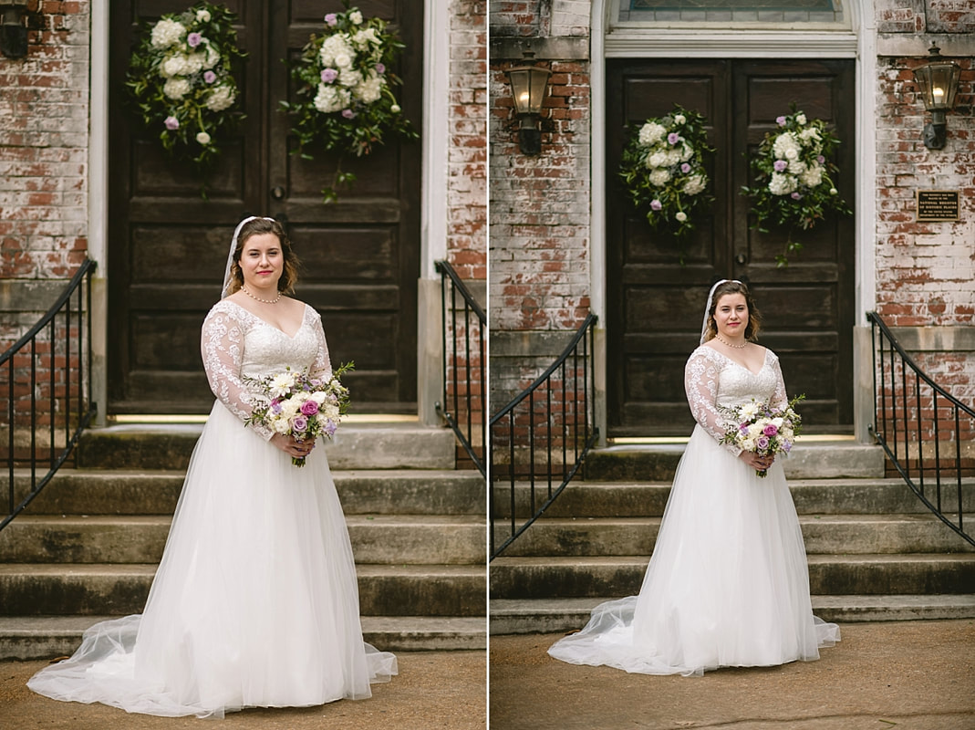 Bridal portraits outside of Fillmore street Chapel, Corinth, MS