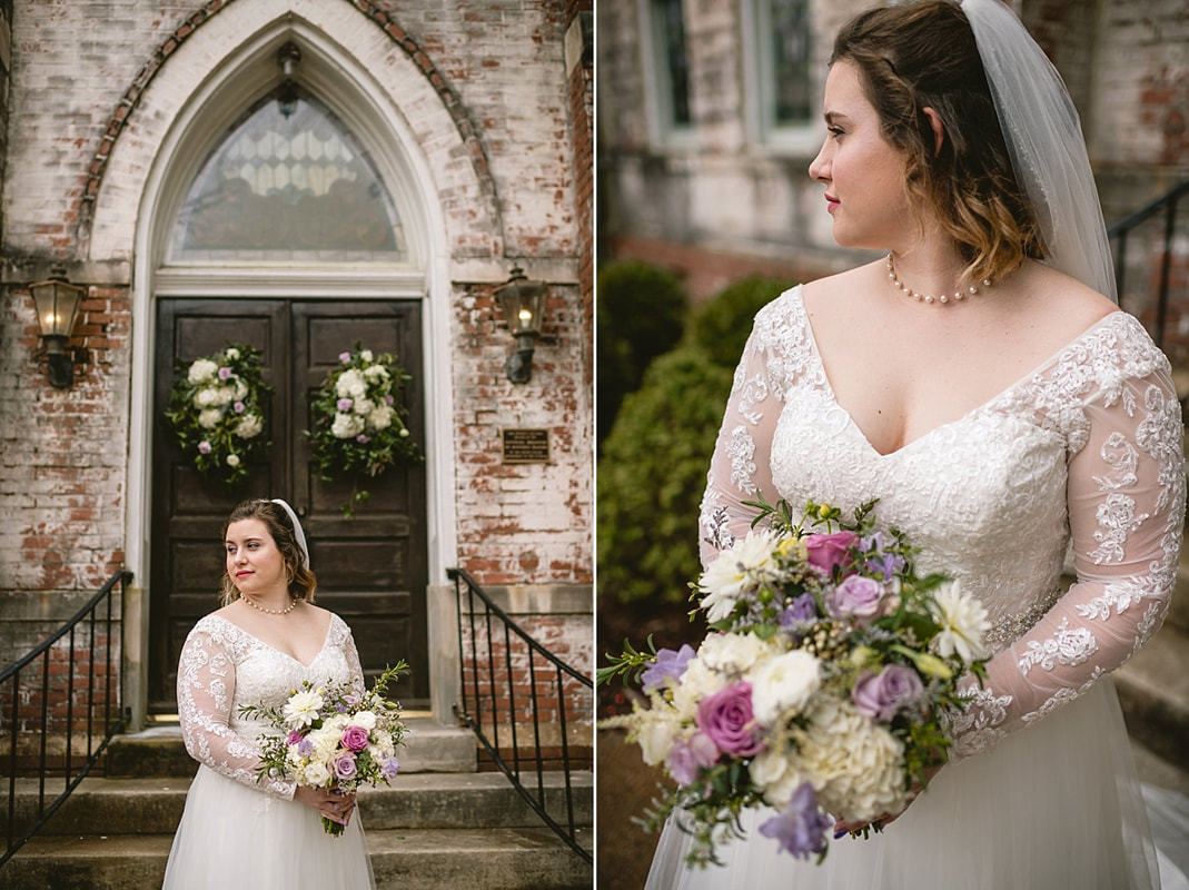 Bridal portraits outside of Fillmore street Chapel, Corinth, MS