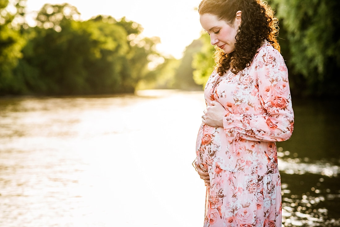 Portrait of pregnant mother at the creek in Memphis, TN