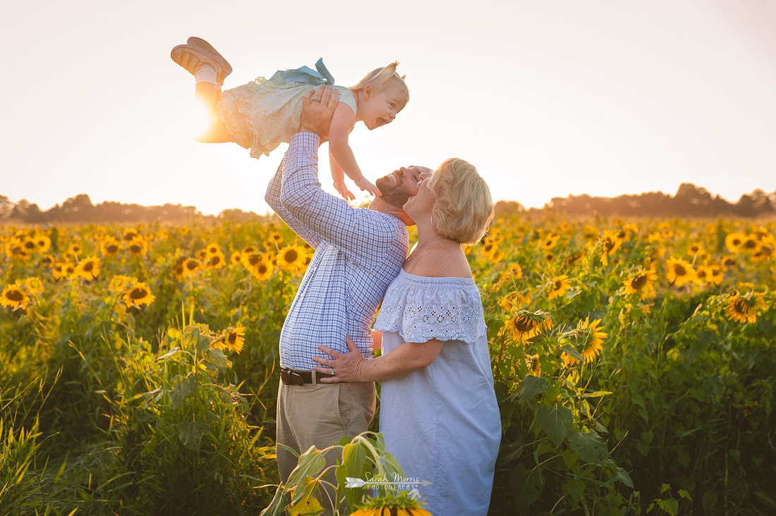 family photos in sunflower field at the agricenter, memphis, tn