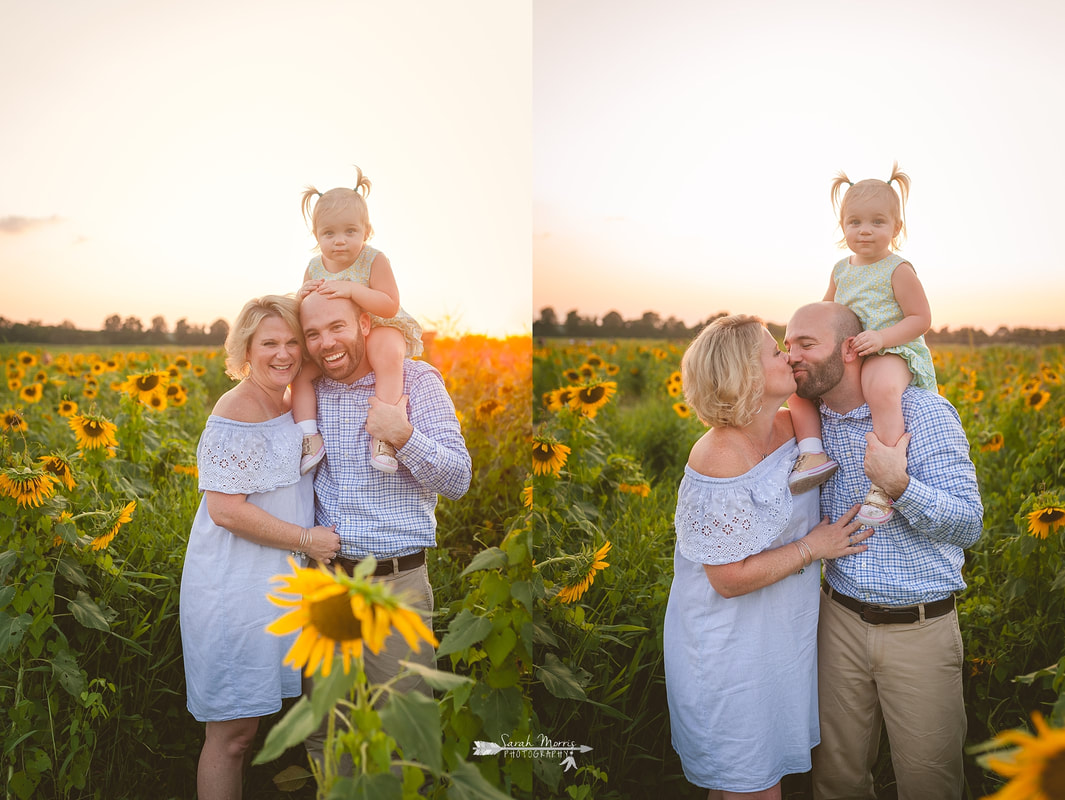 family photos in sunflower field at the agricenter, memphis, tn