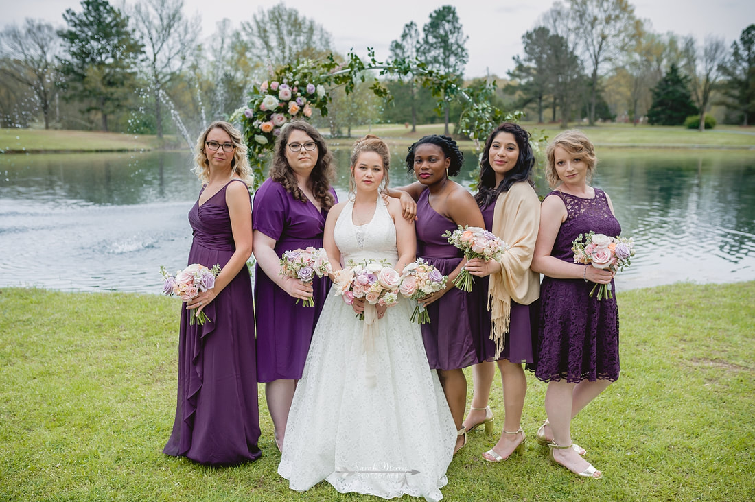 bridal party portraits at backyard wedding in bartlett, tn , memphis wedding photographer