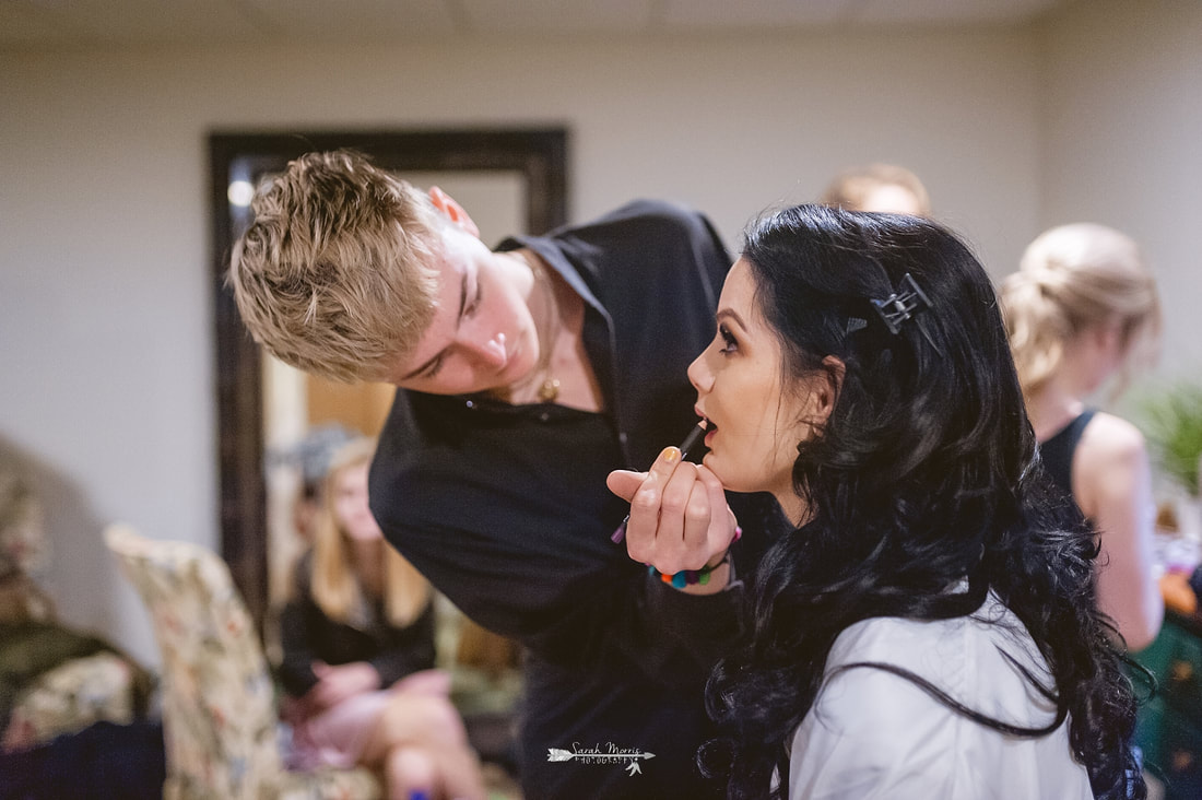 bride having her makeup done at Overton Chapel, Memphis Wedding Photographer