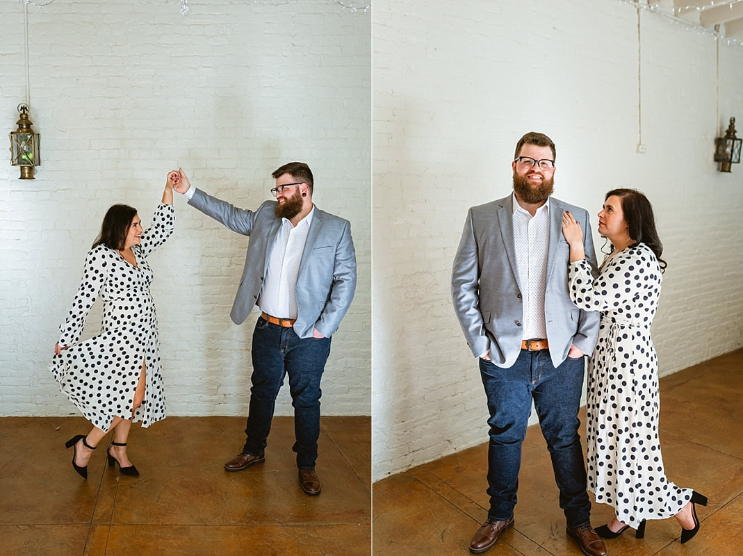 engagement portrait inside the carriage house at Woodruff-Fontaine house in Memphis