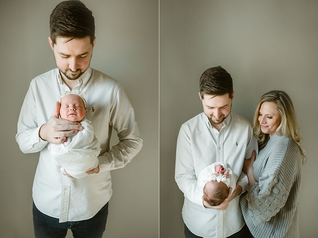 parents with newborn baby girl for newborn portraits in Memphis, TN