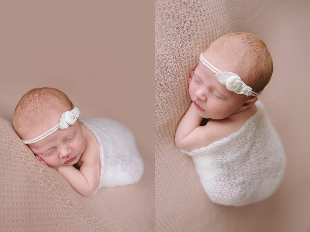 newborn baby sleeping on pink blanket for newborn photoshoot in Memphis, TN