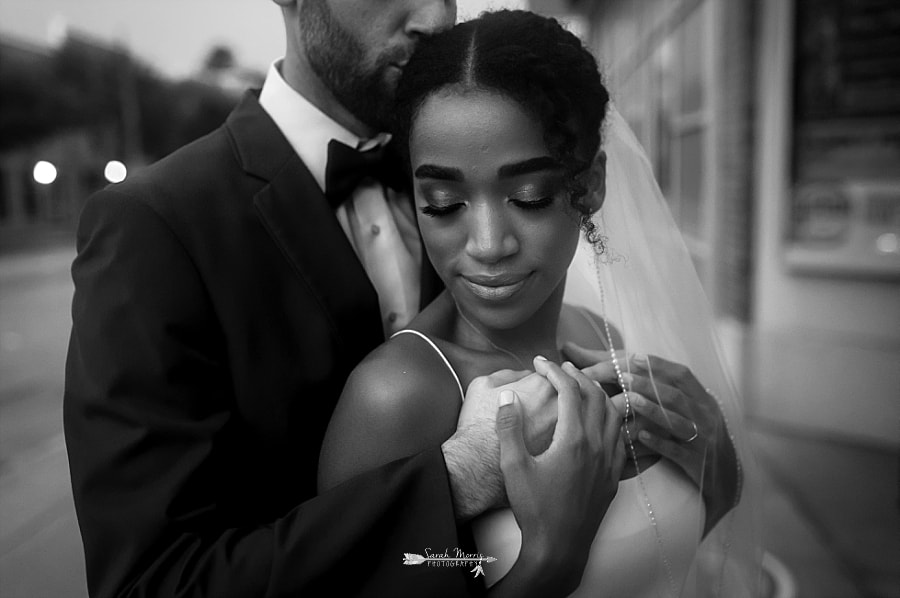 Bride and Groom under the Marquee at their wedding at the Stax Museum