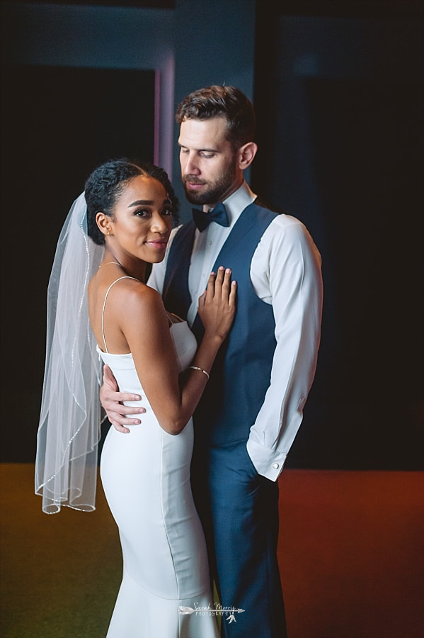 Bride and Groom at their wedding at the Stax Museum
