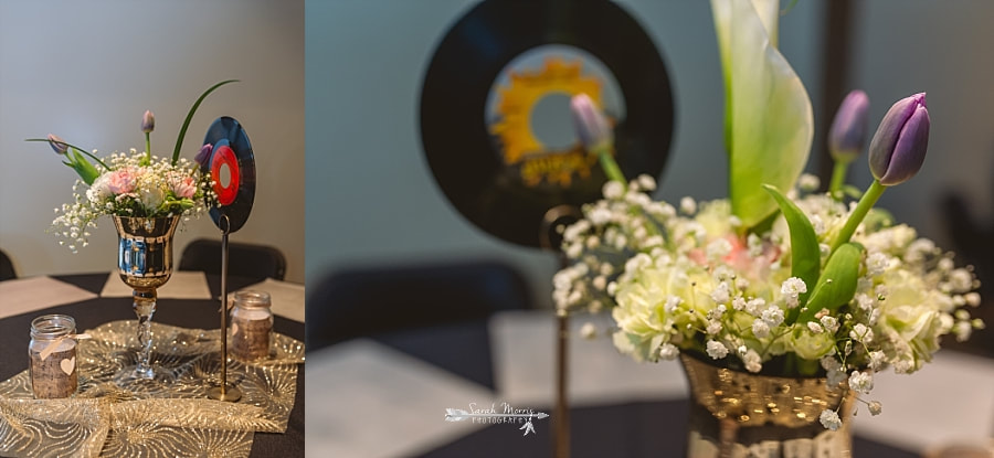Reception centerpieces at the Stax Museum