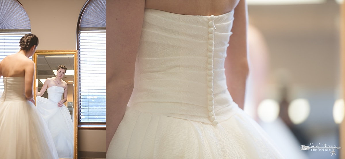 bride getting ready for her wedding at St. Francis of Assisi Catholic Church