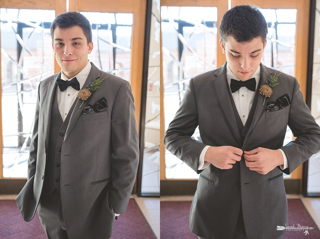 groom's wedding portraits at St. Francis of Assisi Catholic Church